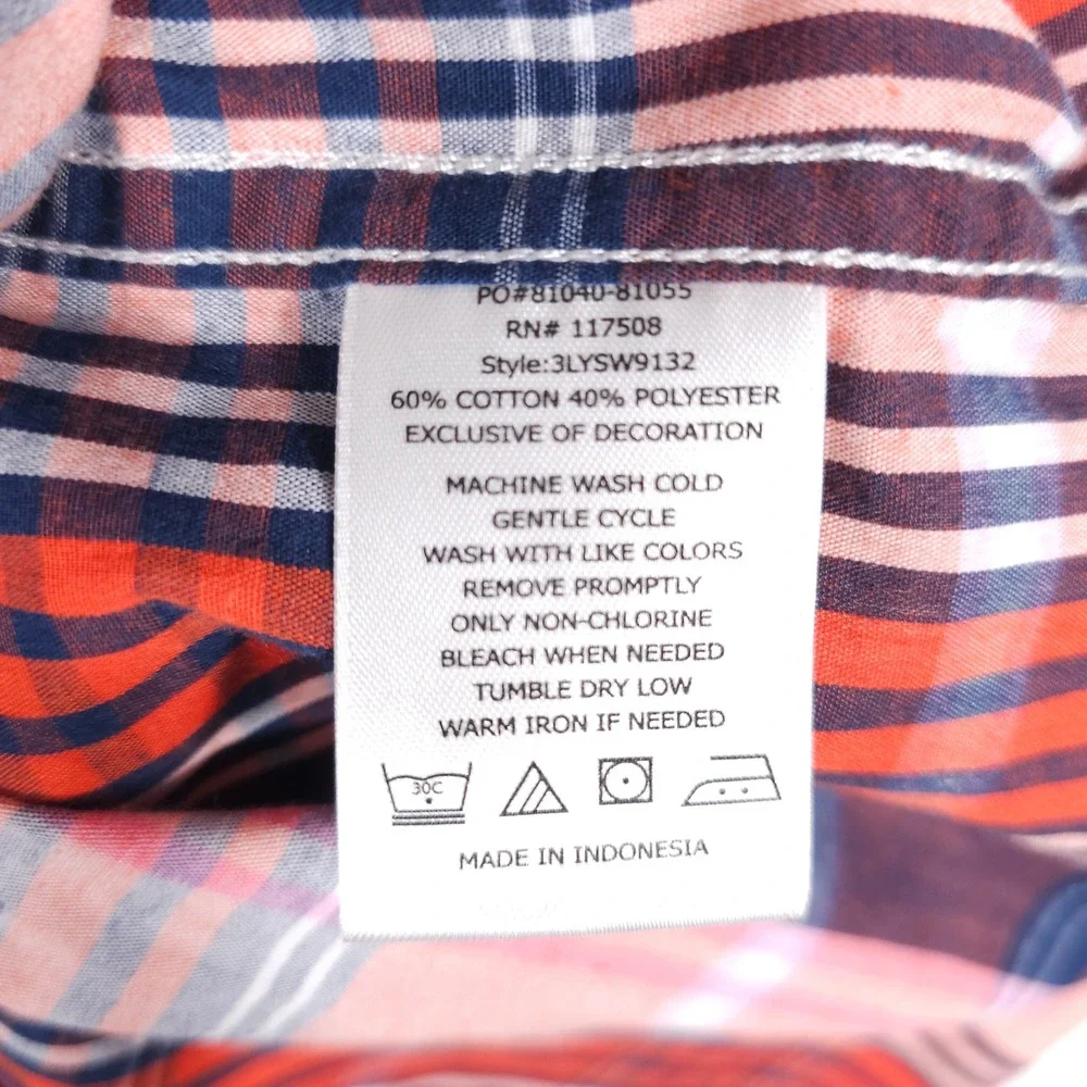 Skate Levis Shirt Mens S Orange Plaid Short Sleeve Button Up Streetwear Pocket - Picture 5 of 7
